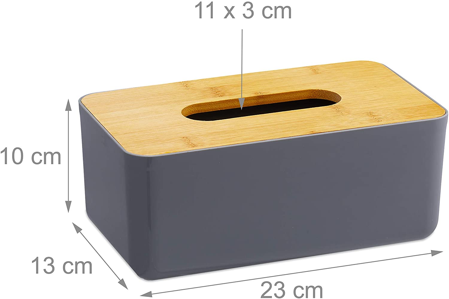 Relaxdays Θήκη με Καπάκι από Μπαμπού για Χαρτομάντηλα - Grey / Natural - 4052025326500