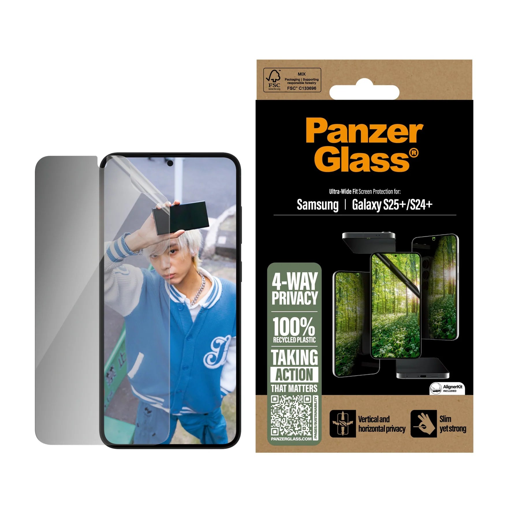 PanzerGlass Samsung Galaxy S24 Plus / S25 Plus Eco Matrix Ultra-Wide Fit Privacy Προστατευτική Mεμβράνη Οθόνης - Διάφανη / Black