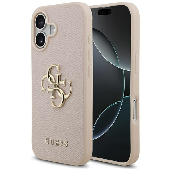 Guess iPhone 17 - Grained Big 4G and Classic Logo - Σκληρή Θήκη με Επένδυση από Οικολογικό Δέρμα - Pink - GUHCP17SPGT4MBP