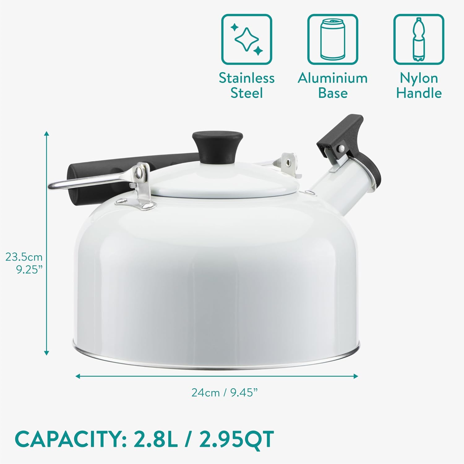 Navaris Βραστήρας Σφυρίγματος από Ανοξείδωτο Ατσάλι - 2.8 L - White - 61696.01