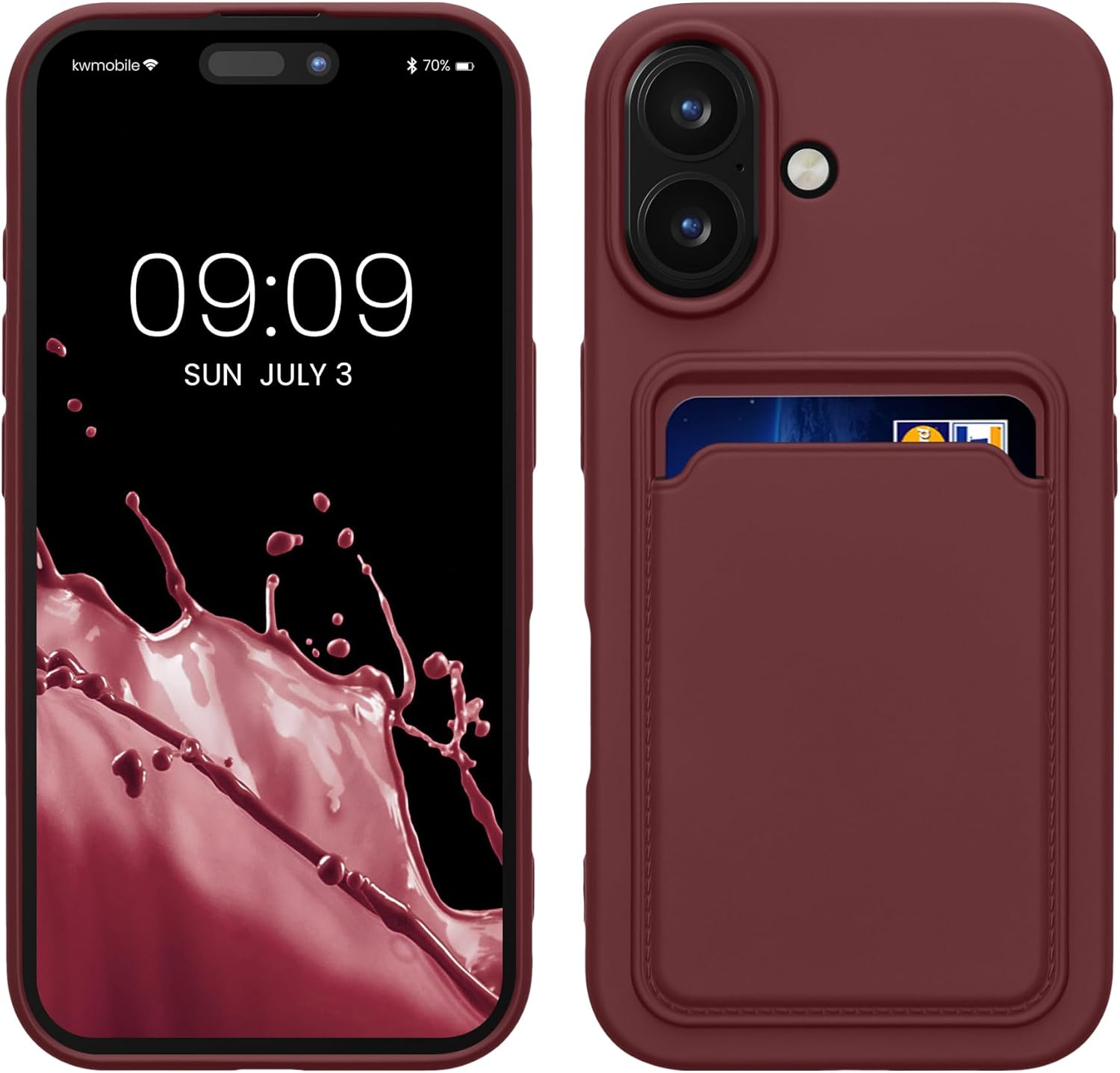 KW iPhone 16 Θήκη Σιλικόνης TPU με Υποδοχή για Κάρτα - Tawny Red