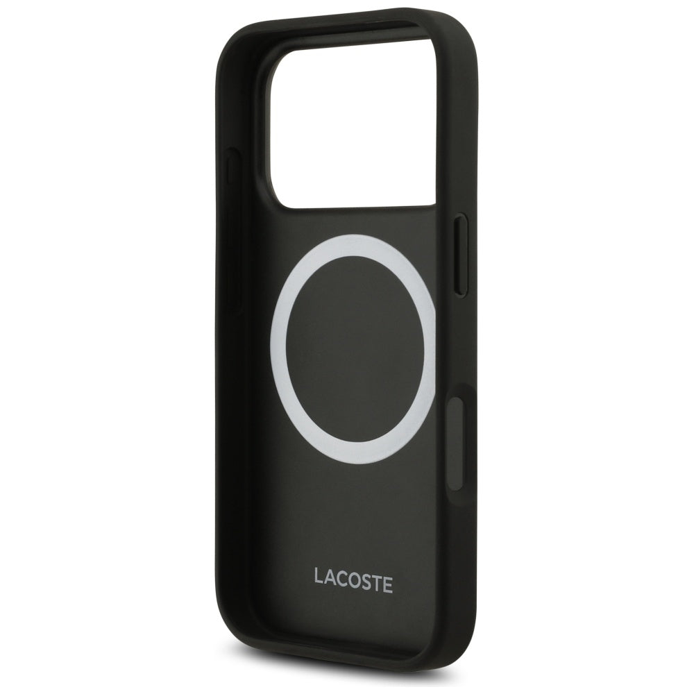 Lacoste iPhone 17 Pro - Bliss MagSafe - Σκληρή Θήκη με Πλαίσιο Σιλικόνης και Επένδυση Οικολογικού Δέρματος - Black