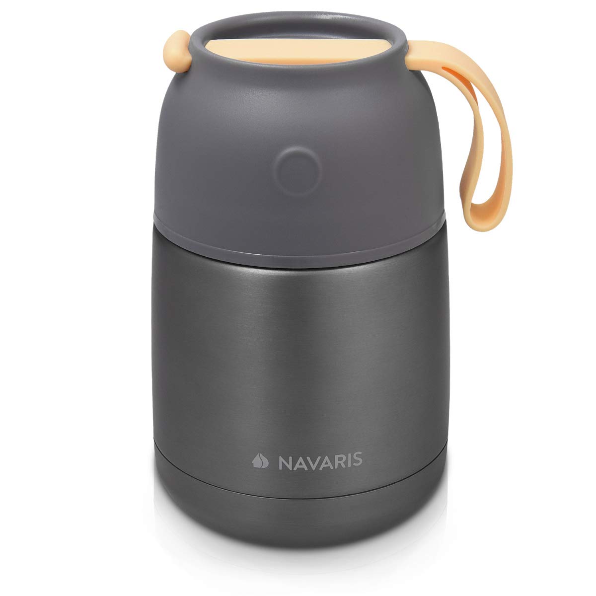 Navaris Vacuum Insulated Food Jar Θερμός από Ανοξείδωτο Ατσάλι με Καπάκι-Δοχείο Για Φαγητό - 450ml - Dark Gray - 47325.1.19