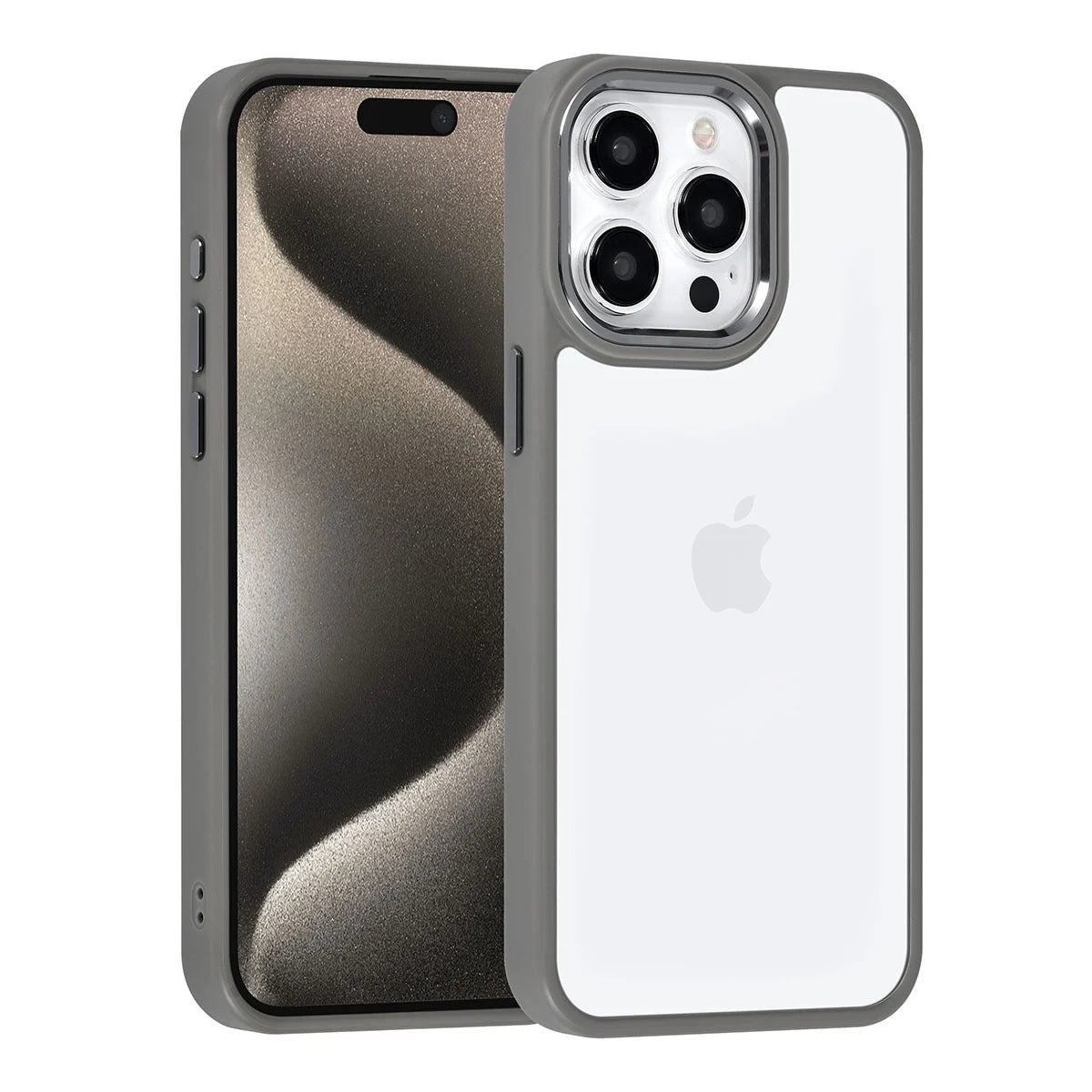 Tuniq iPhone 15 Pro Max - Σκληρή Θήκη με Πλαίσιο Σιλικόνης - Γκρι / Διάφανο