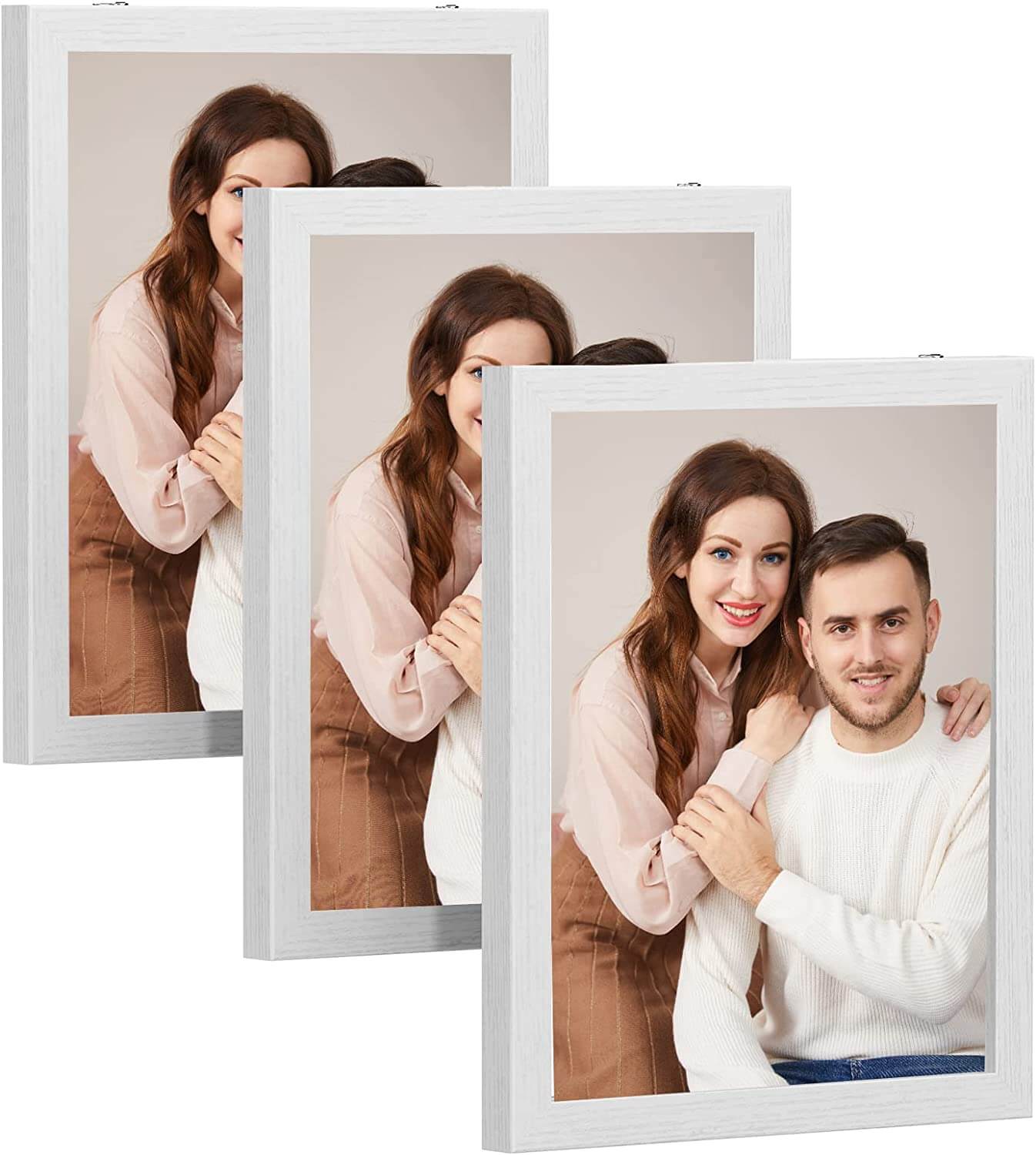 Songmics Σετ με 3 Ξύλινες Κορνίζες - 24,5 x 19,5 cm - White - RPF357W01