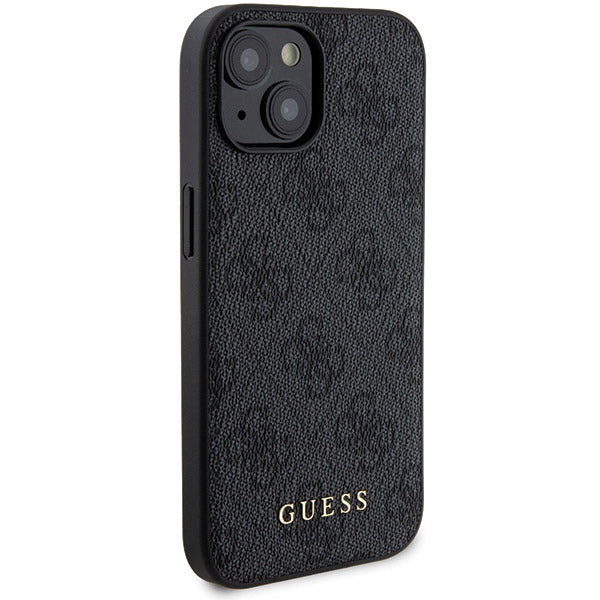 Guess iPhone 15 - 4G Metal Logo Σετ MagSafe Σκληρή Θήκη με Επένδυση Συνθετικού Δέρματος και Powerbank 5000mAh - Black - GUBPM5P15S4GEMGK