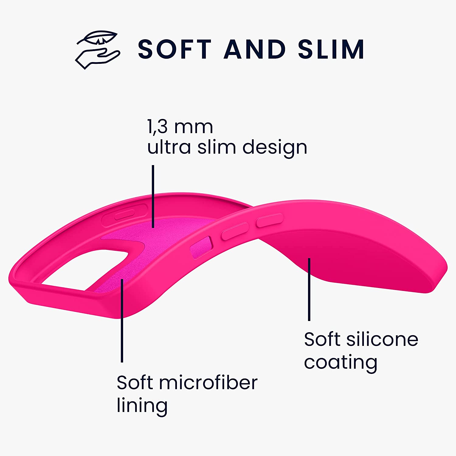 KW iPhone 13 Θήκη Σιλικόνης Rubberized TPU - Neon Pink - 55948.77