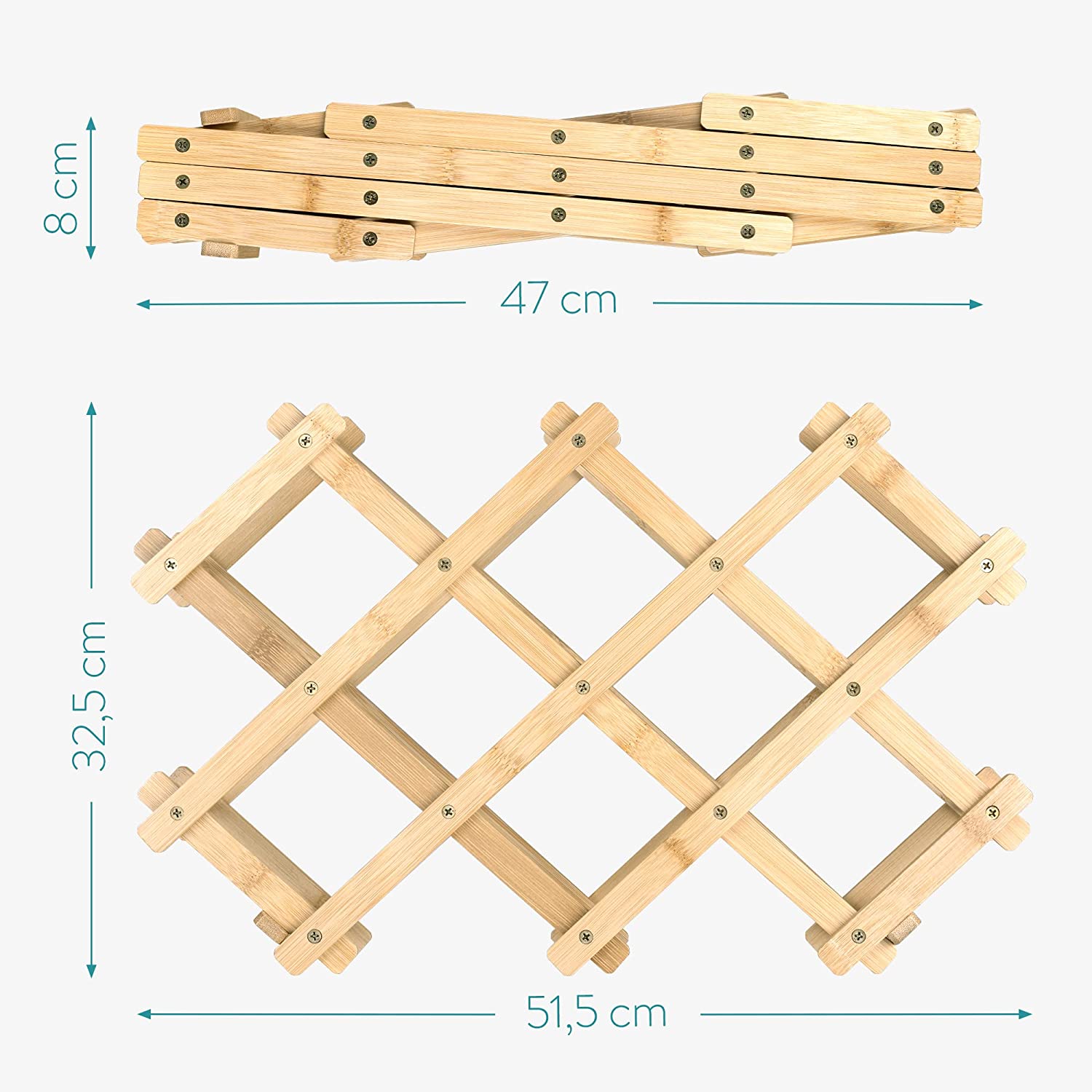 Navaris Ξύλινο Πτυσσόμενο Ράφι Κρασιών από Μπαμπού - 51,5 x 12,7 x 32,5 cm - 51114.05.3
