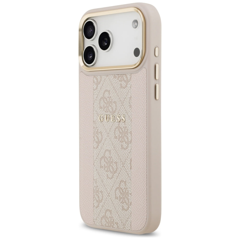 Guess iPhone 17 Pro Max - 4G Stripe MagSafe - Θήκη με Επένδυση Συνθετικού Δέρματος - Pink - GUHMP17XPG4SEMCP