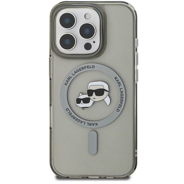 Karl Lagerfeld iPhone 16 Pro - IML Metal Karl and Choupette Head - Σκληρή Θήκη με Πλαίσιο Σιλικόνης και MagSafe - Black - KLHMP16LHLSKCK