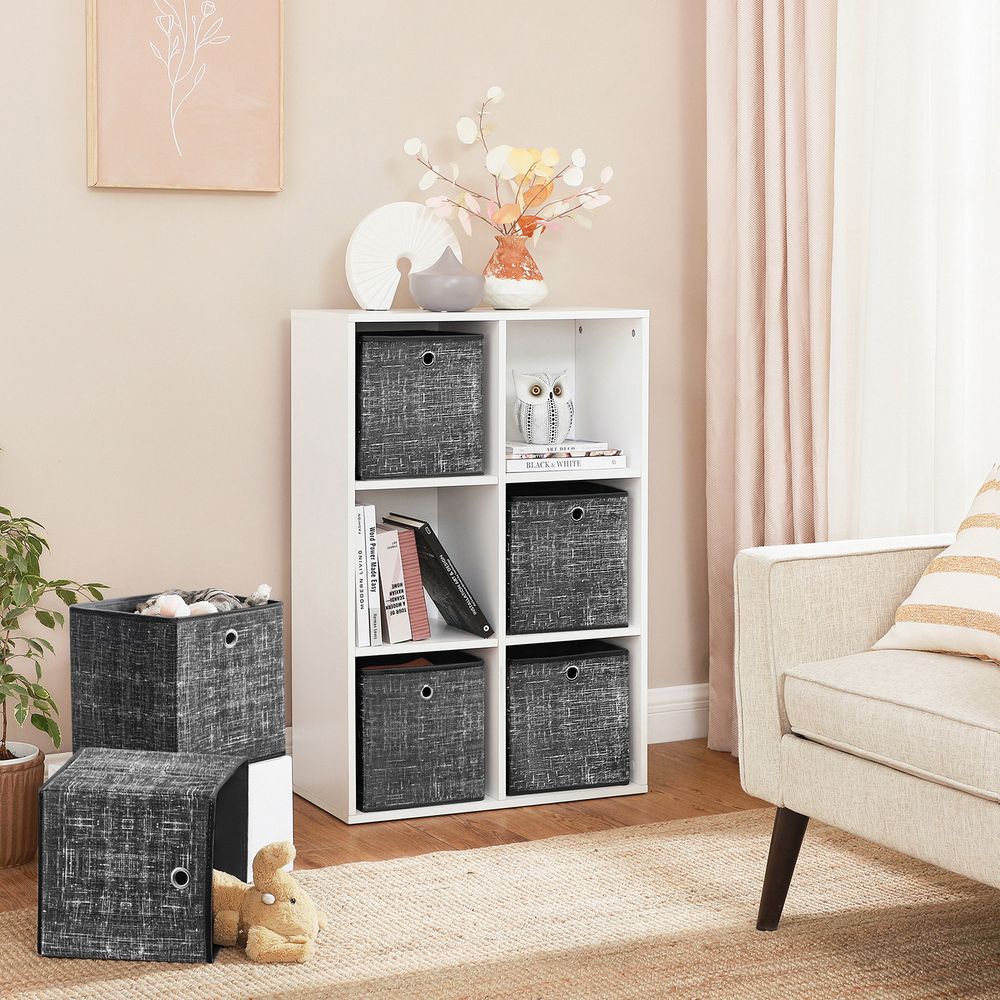 Songmics Σετ με 6 Υφασμάτινα Κουτιά Αποθήκευσης - Mottled Black - RFB006B01