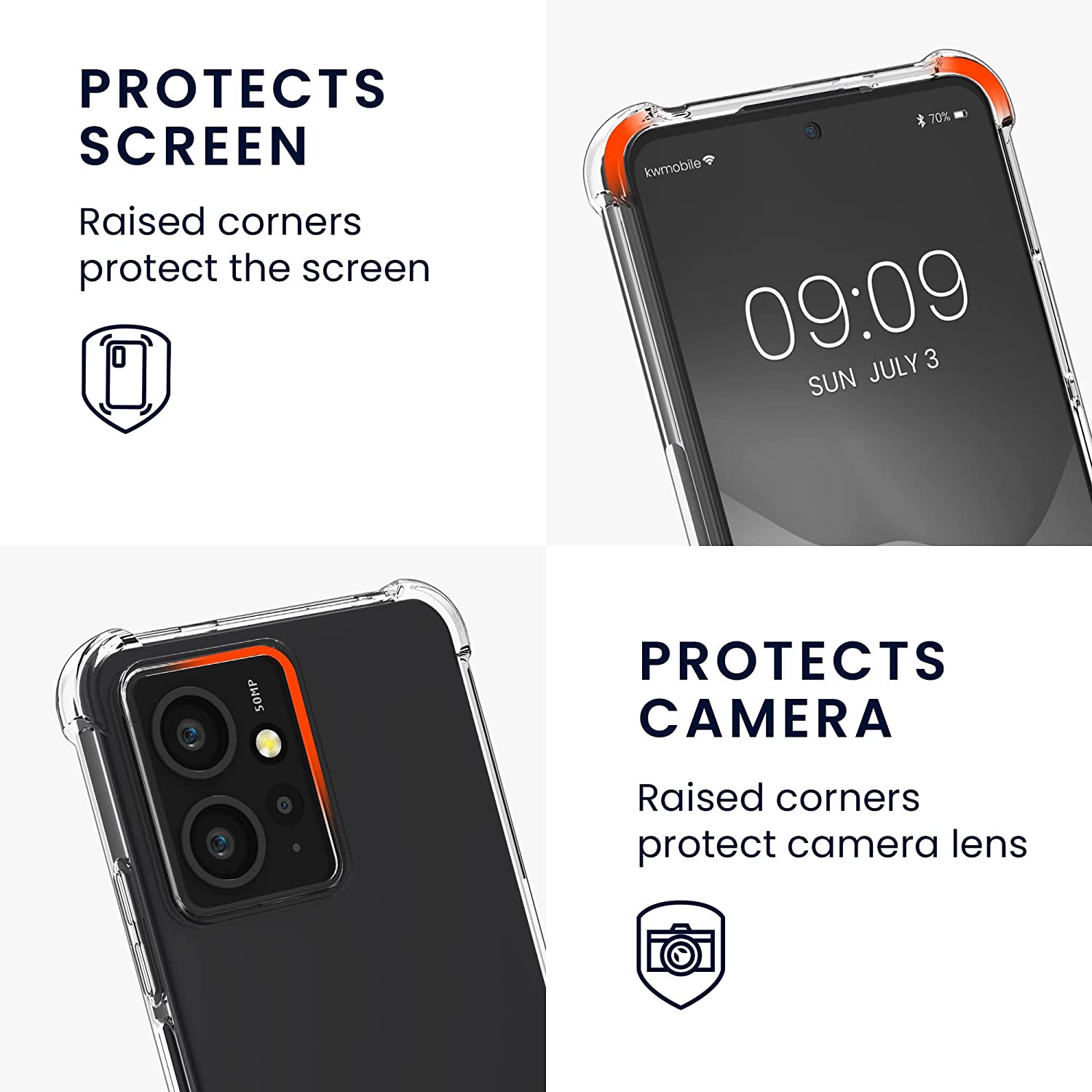 KW Xiaomi Redmi Note 12 4G Θήκη Σιλικόνης TPU με Λουράκι - Διάφανη / Black - 61172.01