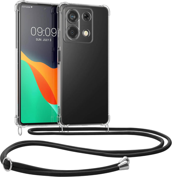 KW Xiaomi Redmi Note 13 5G Θήκη Σιλικόνης TPU με Λουράκι - Διάφανη / Black