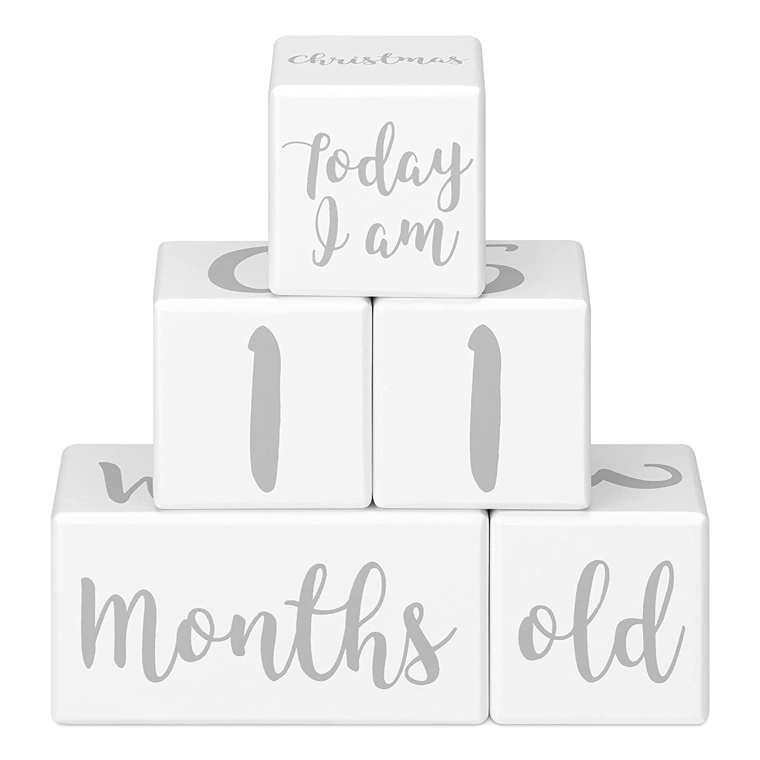 Navaris Milestone Κύβοι Μηνιαίας Φωτογράφησης Μωρού - 5 Τεμάχια - White / Grey - 52325.02