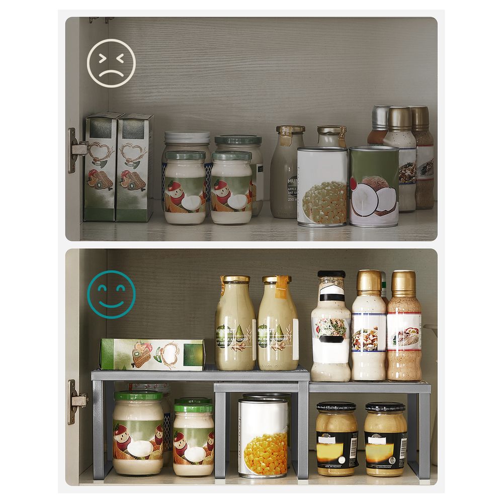 Songmics Σετ με 2 Μεταλλικά Ράφια για τον Πάγκο - Silver - KCS01SV