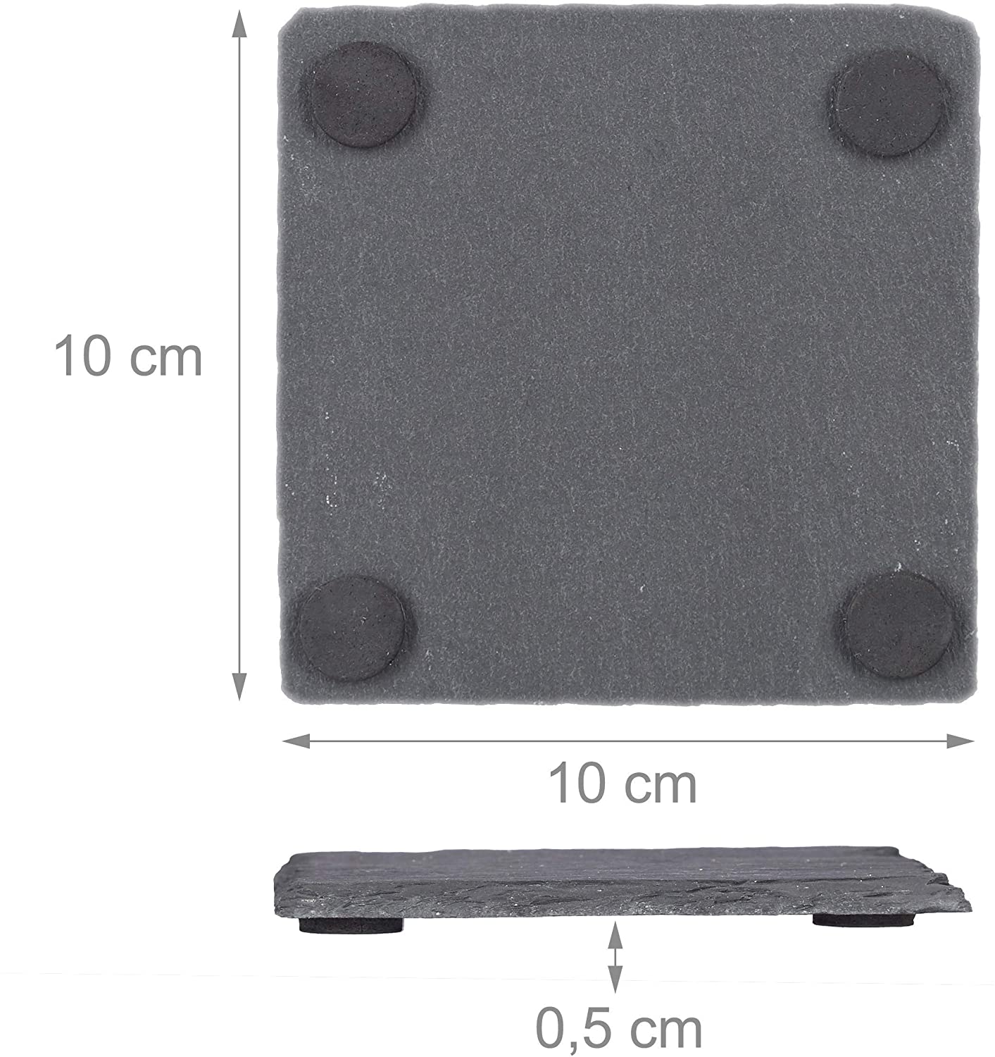 Relaxdays Σετ με 8 Τετράγωνα Σουβέρ από Σχιστόλιθο με Ξύλινη Βάση και Κιμωλία - Grey / Natural - 4052025273033