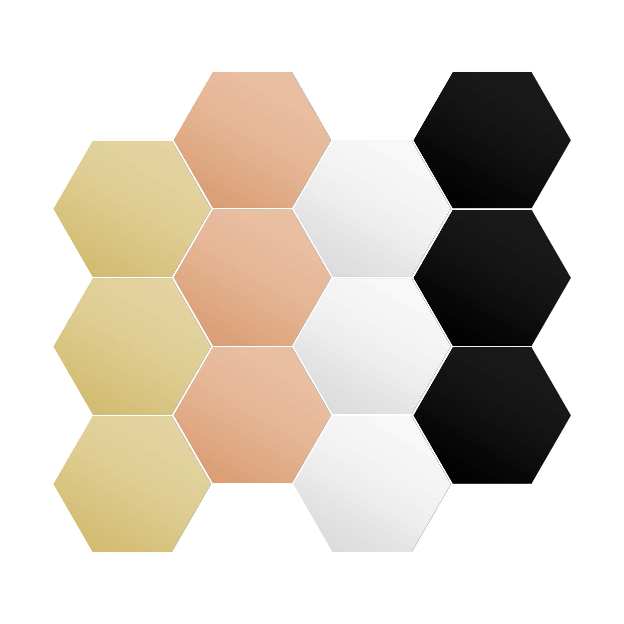 Navaris Σετ με 12 Ακρυλικά Εξάγωνα Αυτοκόλλητα Πάνελ Καθρέπτες Τοίχου - Silver / Gold / Bronze / Black - 56744.01