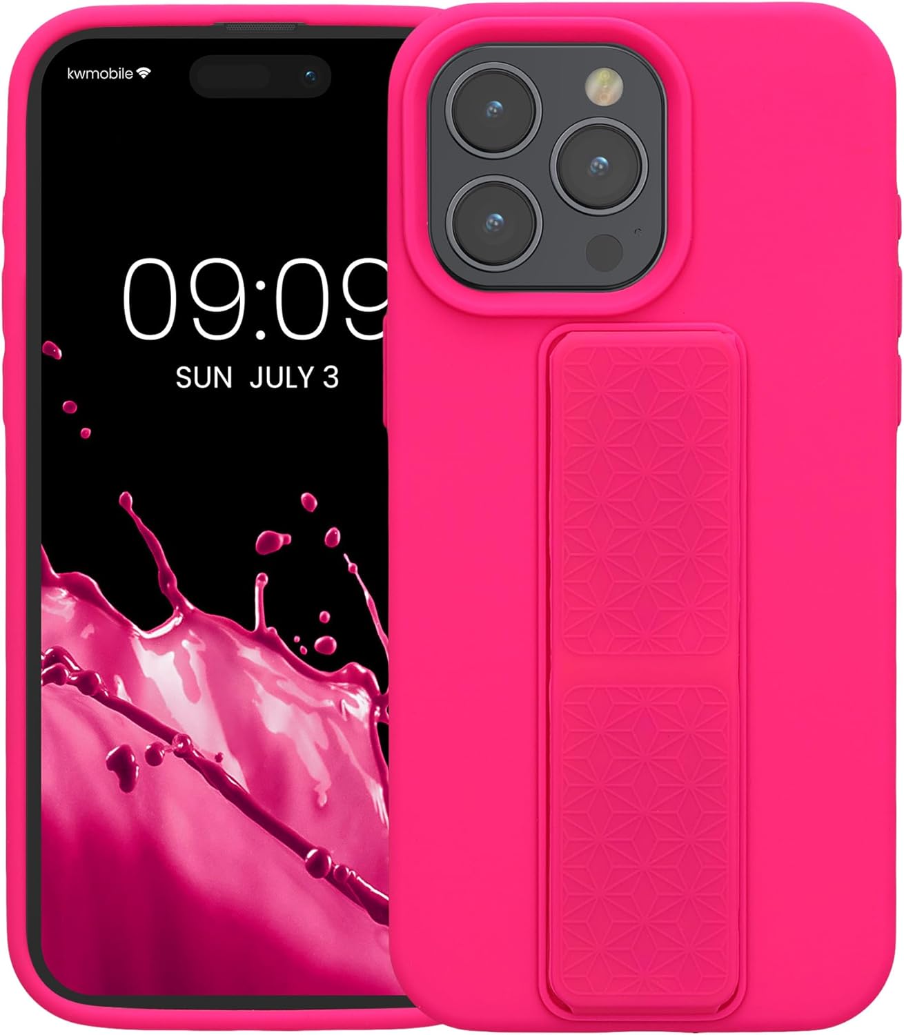KW iPhone 15 Pro Max Θήκη Σιλικόνης TPU με Finger Holder - Neon Pink - 62016.77