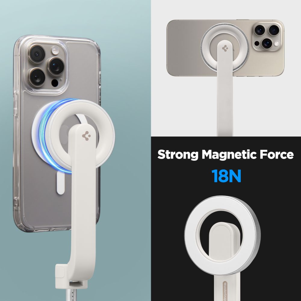 Spigen S571W Ασύρματο MagSafe Selfie Stick με Τρίποδο και Bluetooth Τηλεχειριστήριο - Dune Beige - likebrands.gr