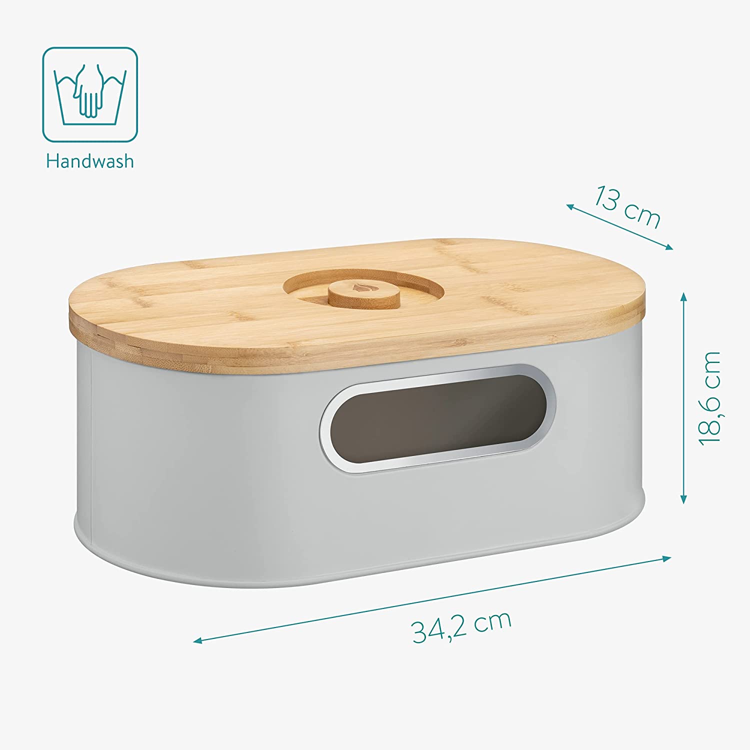 Navaris Bread Bin with Bamboo Lid Δοχείο Αποθήκευσης Ψωμιού με Καπάκι από Μπαμπού - Taupe / Bamboo - 50595.03
