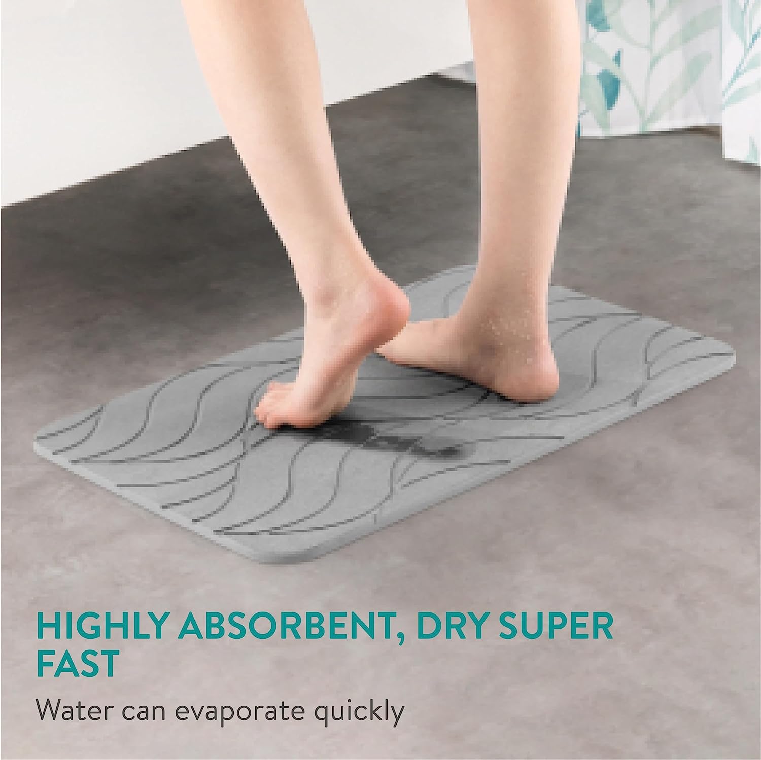 Navaris Αντιολισθητικό Χαλάκι Μπάνιου από Διατομίτη για Γρήγορο Στέγνωμα - 60 x 39 x 4,5 cm - Dark Grey - 59868.19