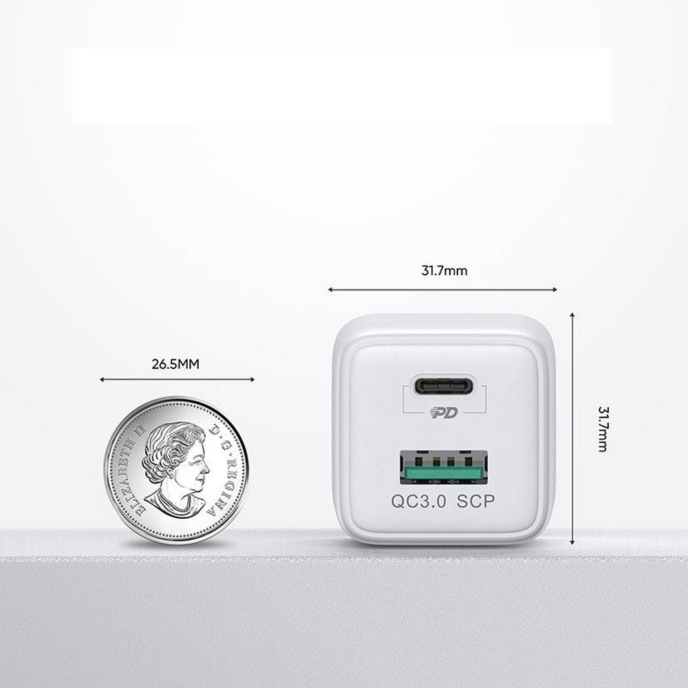 Joyroom L-QP303 Οικιακός Φορτιστής Γρήγορης Φόρτισης USB και Type-C QC 3.0 PD 30W - White