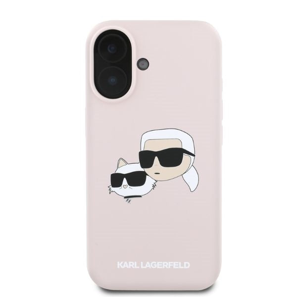 Karl Lagerfeld iPhone 16 - Silicone Double Heads Print - Θήκη Σιλικόνης με MagSafe - Pink - KLHMP16SSKCHPPLP