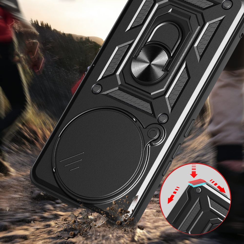 Tech-Protect Xiaomi Redmi Note 14 Pro 5G / Poco X7 Camshield Pro Σκληρή Θήκη με Πλαίσιο Σιλικόνης και Δαχτυλίδι Συγκράτησης - Black