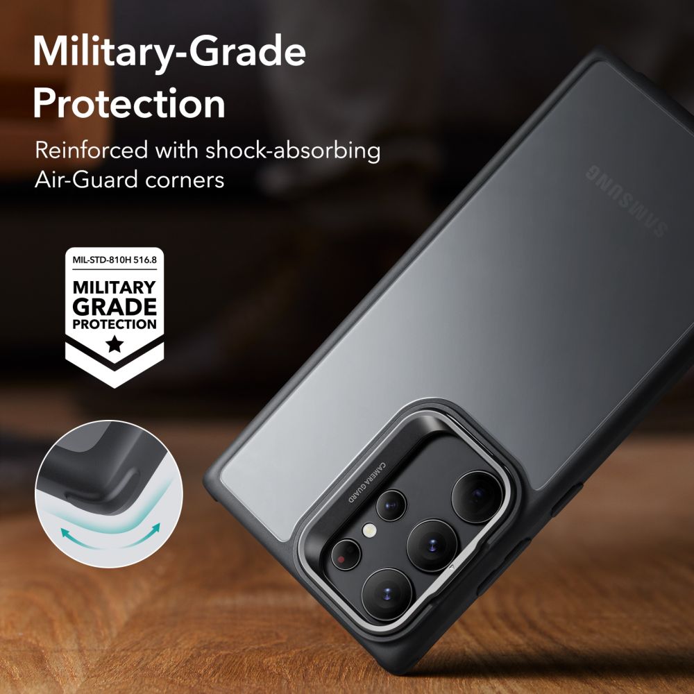 ESR Samsung Galaxy S23 Ultra Classic Kickstand Σκληρή Θήκη με Πλαίσιο Σιλικόνης και Stand - Διάφανη / Black