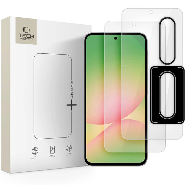 Tech-Protect Samsung Galaxy A36 5G / A56 5G Glass Set+ - Σετ με 2 Tempered Glass Αντιχαρακτικά Γυαλιά Οθόνης και 1 Αντιχαρακτικό Γυαλί για την Κάμερα - Διάφανα