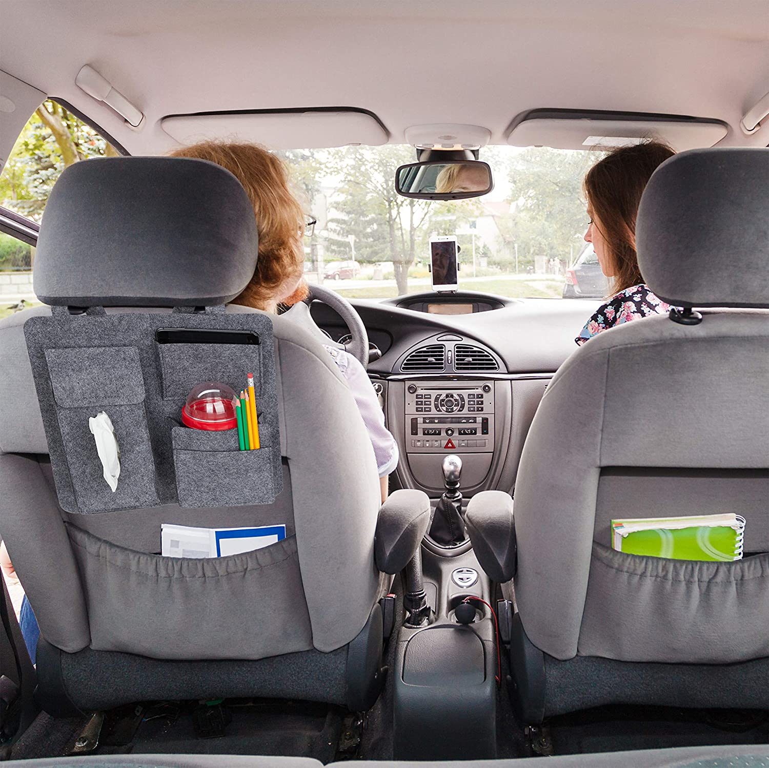 Relaxdays Θήκη Πλάτης Καθίσματος Αυτοκινήτου - Grey - 4052025895365