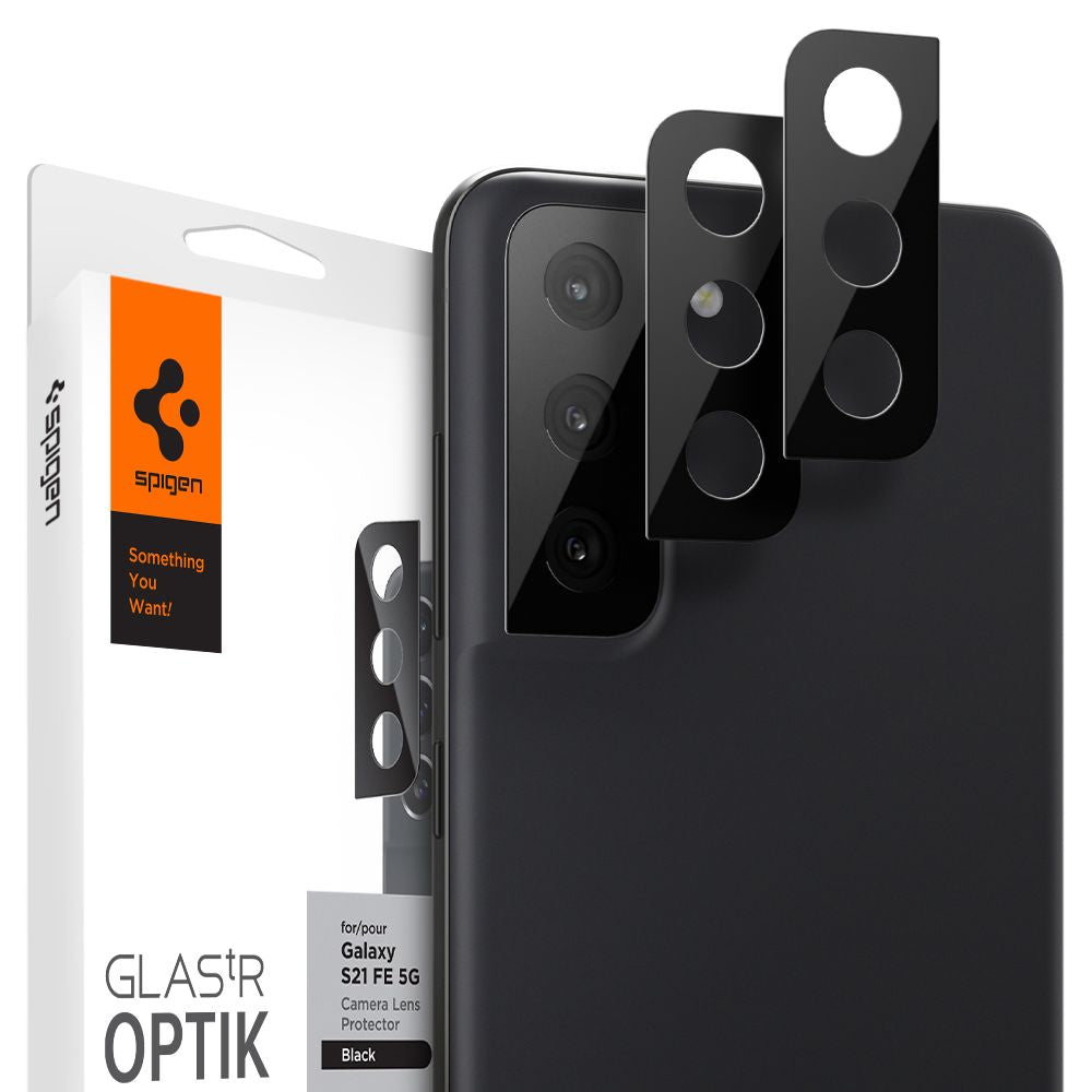 Spigen Samsung Galaxy S21 FE Aparatu Optik.TR Αντιχαρακτικό Γυαλί για την Κάμερα - 2 Τεμάχια - Black