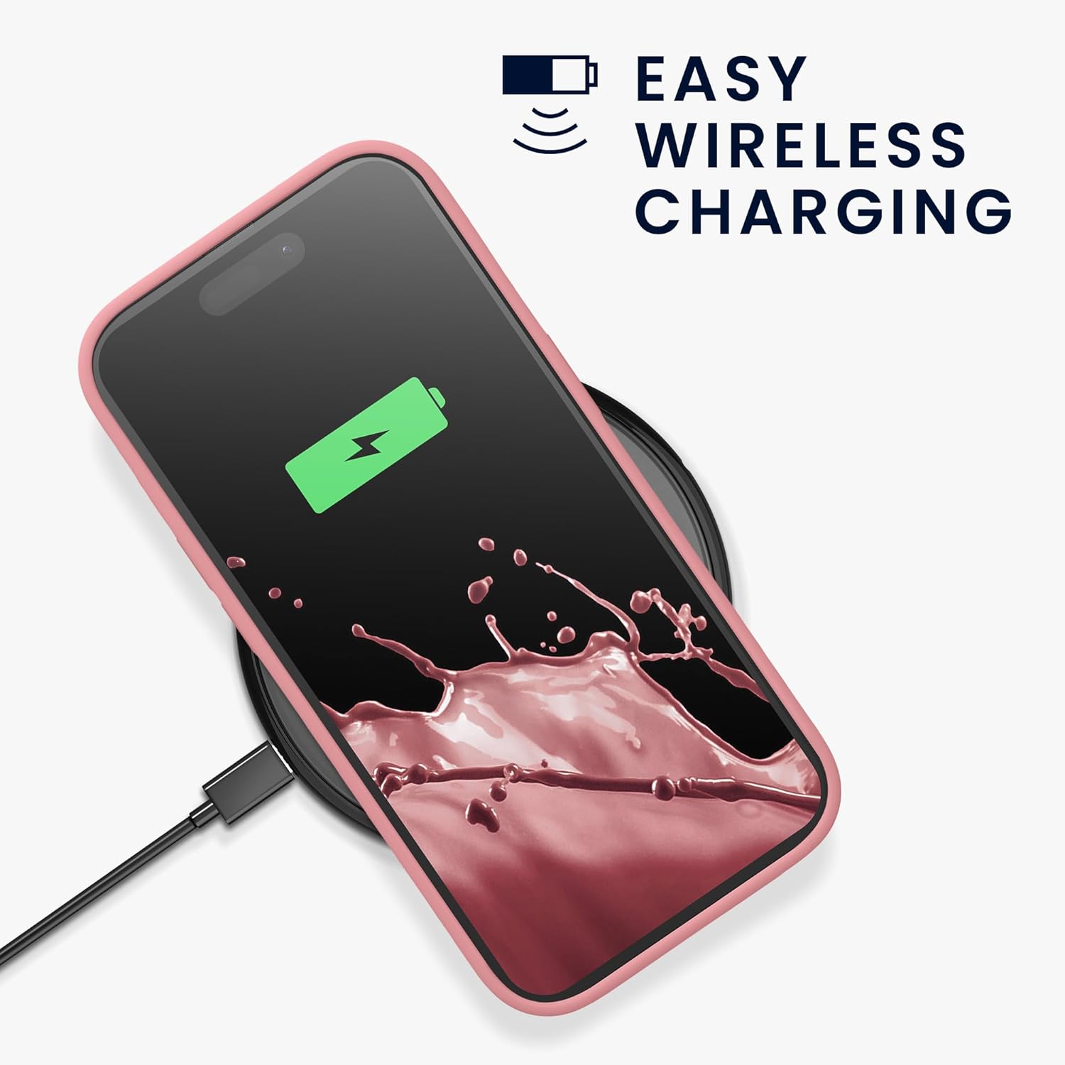 KW iPhone 15 Pro Θήκη Σιλικόνης Rubberized TPU - Light Pink