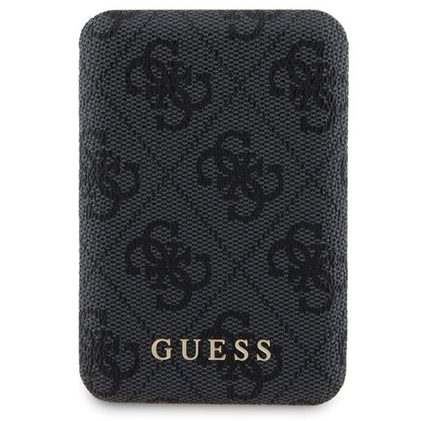 Guess iPhone 15 Pro - 4G Metal Logo Σετ MagSafe Σκληρή Θήκη με Επένδυση Συνθετικού Δέρματος και Powerbank 5000mAh - Black - GUBPM5P15L4GEMGK