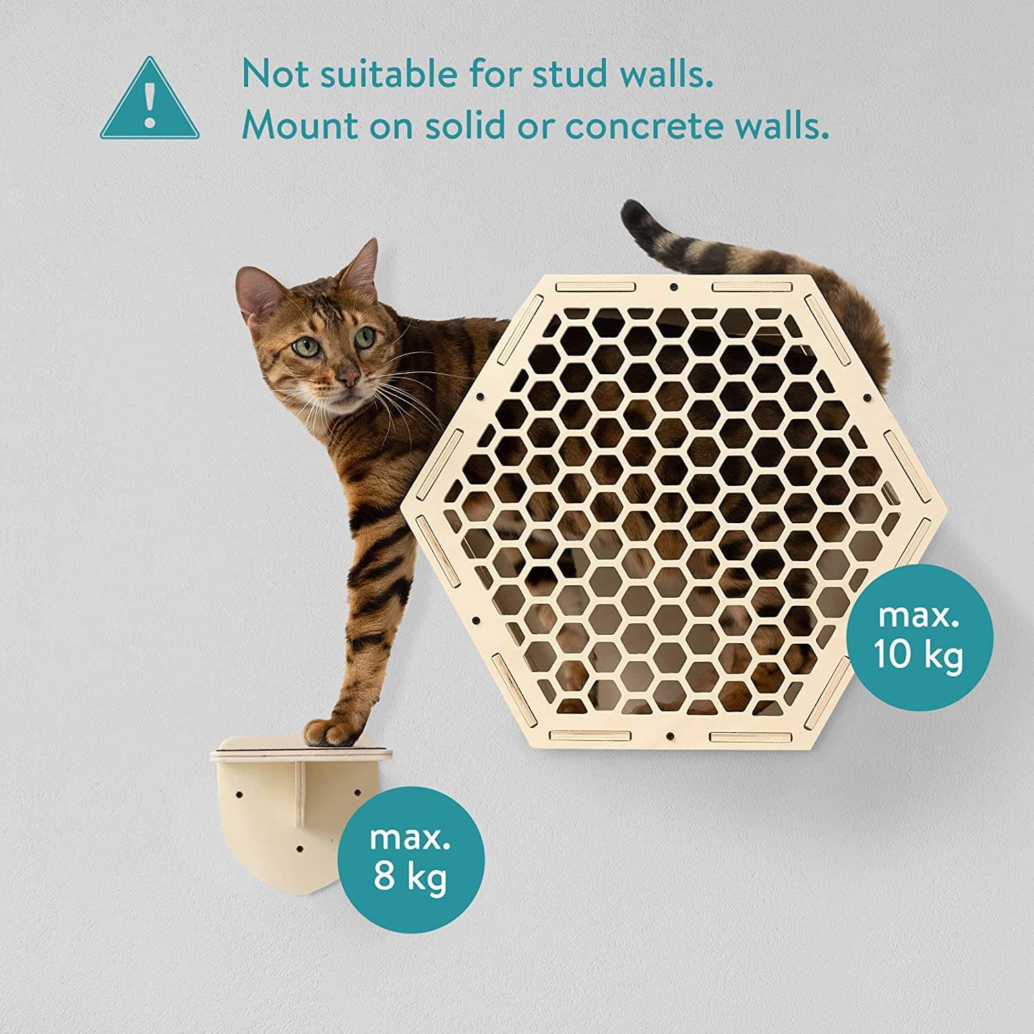 Navaris Επιτοίχιο Σετ Αναρρίχησης για Γάτες - Light Brown - 58934.04