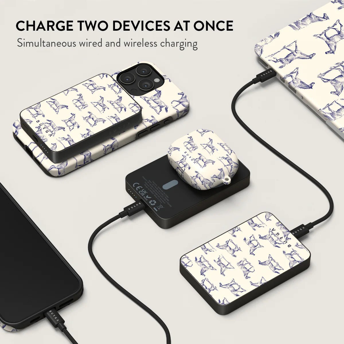 Burga Μαγνητικό Ασύρματο MagSafe PowerBank 5000mAh με Καλώδιο Type - C to Type - C - Gunmetal - Derby Race