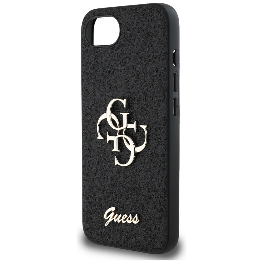 Guess iPhone 16e - Fixed Glitter Big 4G - Σκληρή Θήκη με Πλαίσιο Σιλικόνης - Black - GUHCPSE4HG4SGK