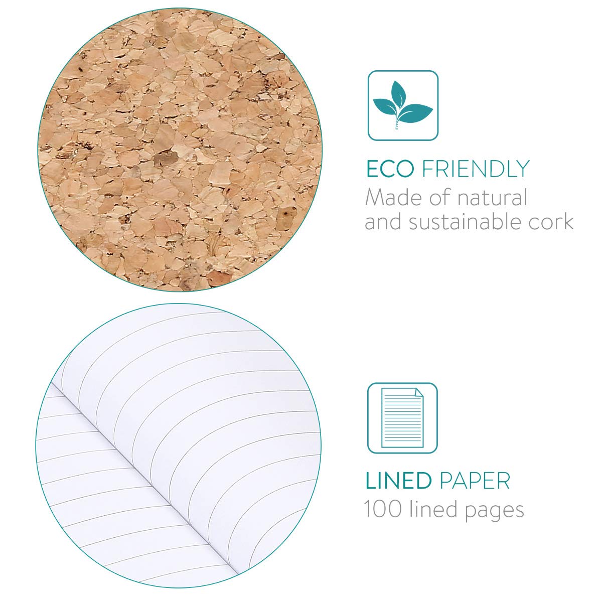 Navaris Notebook with Cork Cover Σημειωματάριο από Φελλό Design Eat Sleep Travel Repeat - 48477.03