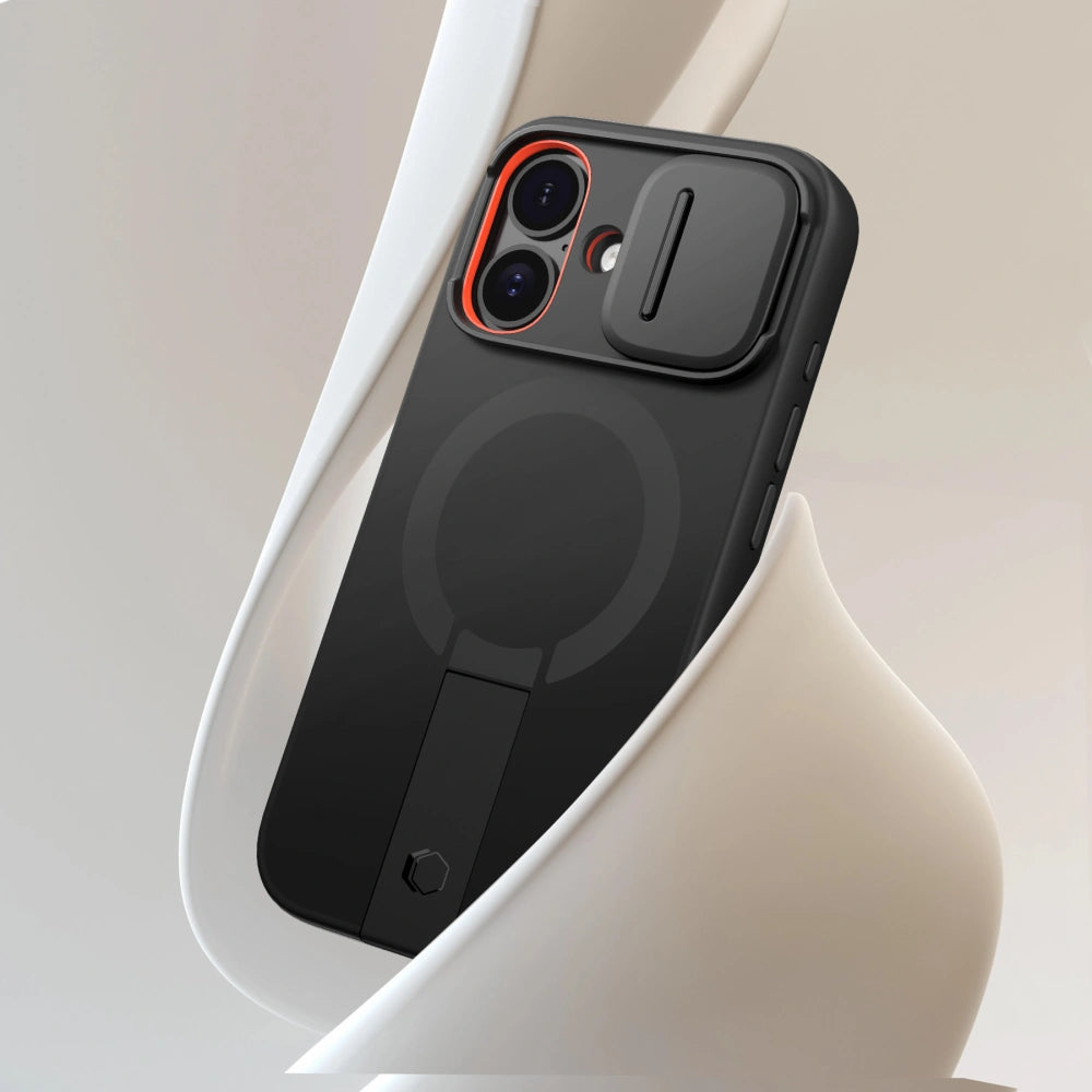 Tech-Protect iPhone 17 - Kevlar Aura MagSafe - Σκληρή Θήκη με Ανοιγόμενο Κάλυμμα Κάμερας και Stand - Black