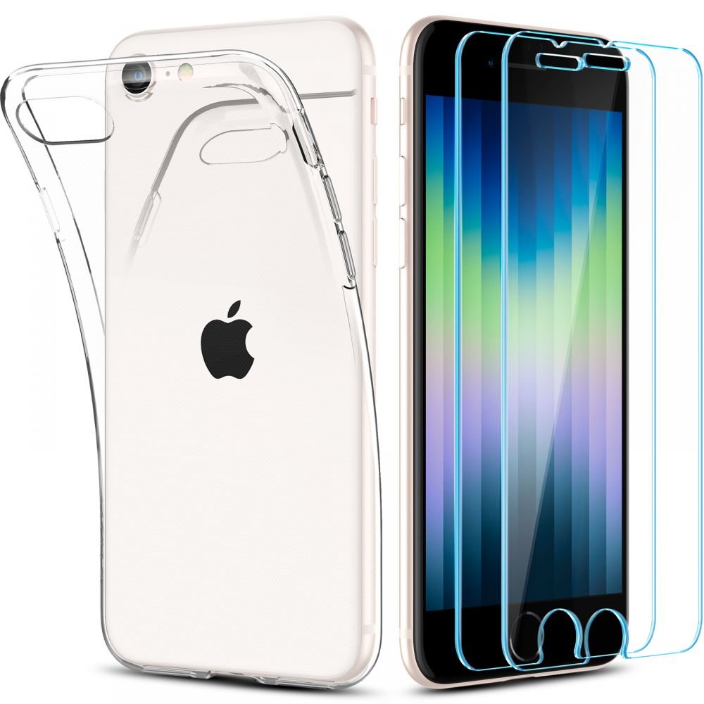 Spigen iPhone SE 2022 / SE 2020 / 7 / 8 Crystal Pack Θήκη Σιλικόνης με Προστασία Οθόνης - Crystal Clear