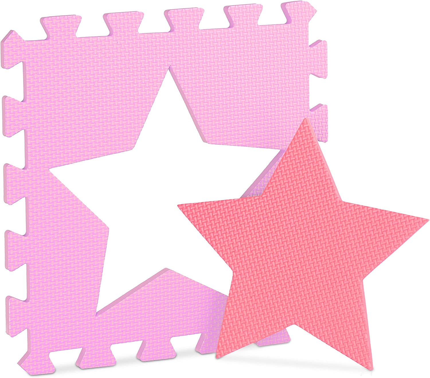 Relaxdays Χαλάκι Παζλ 9 Τεμαχίων για Παιδιά - Design Stars - Pink - 4052025890094