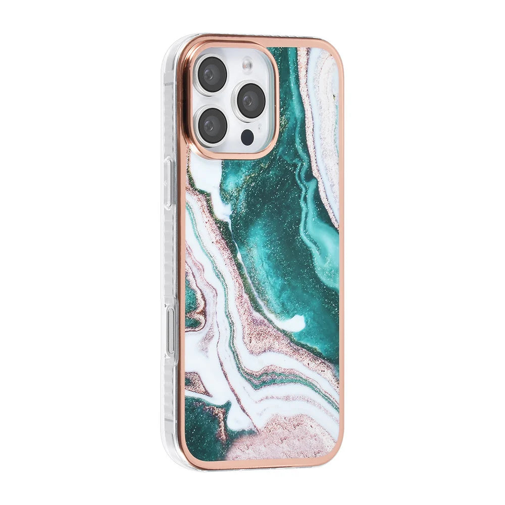 Tuniq iPhone 16 Pro Max Silicone Θήκη Σιλικόνης - Marble / Green