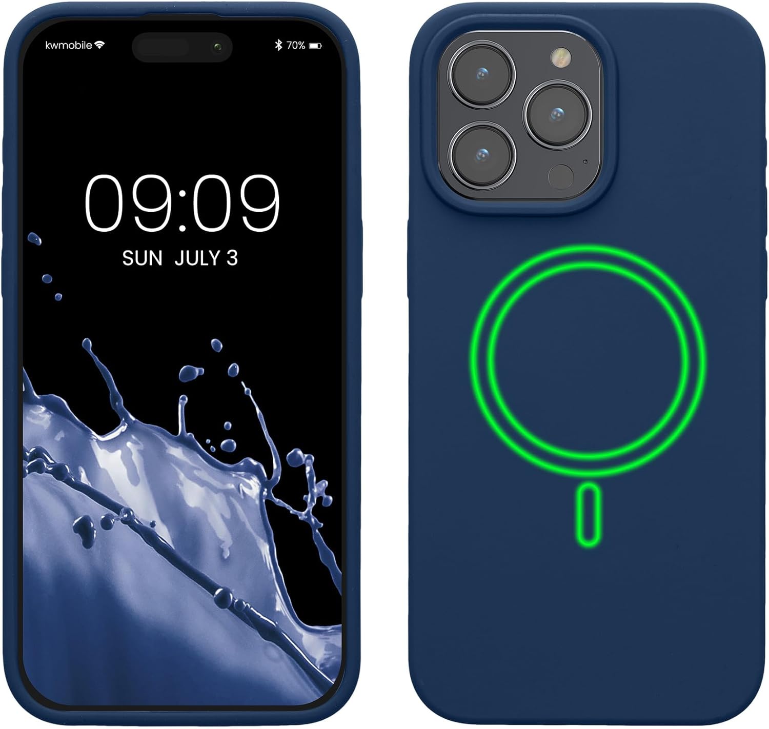 KW iPhone 15 Pro Max Θήκη Σιλικόνης Rubber TPU με MagSafe - Navy Blue