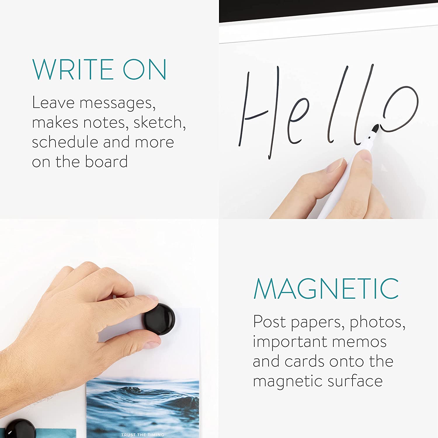 Navaris Μαγνητικός Πίνακας Διπλής Όψεως - 90 x 60 cm - White - 55554.7.02