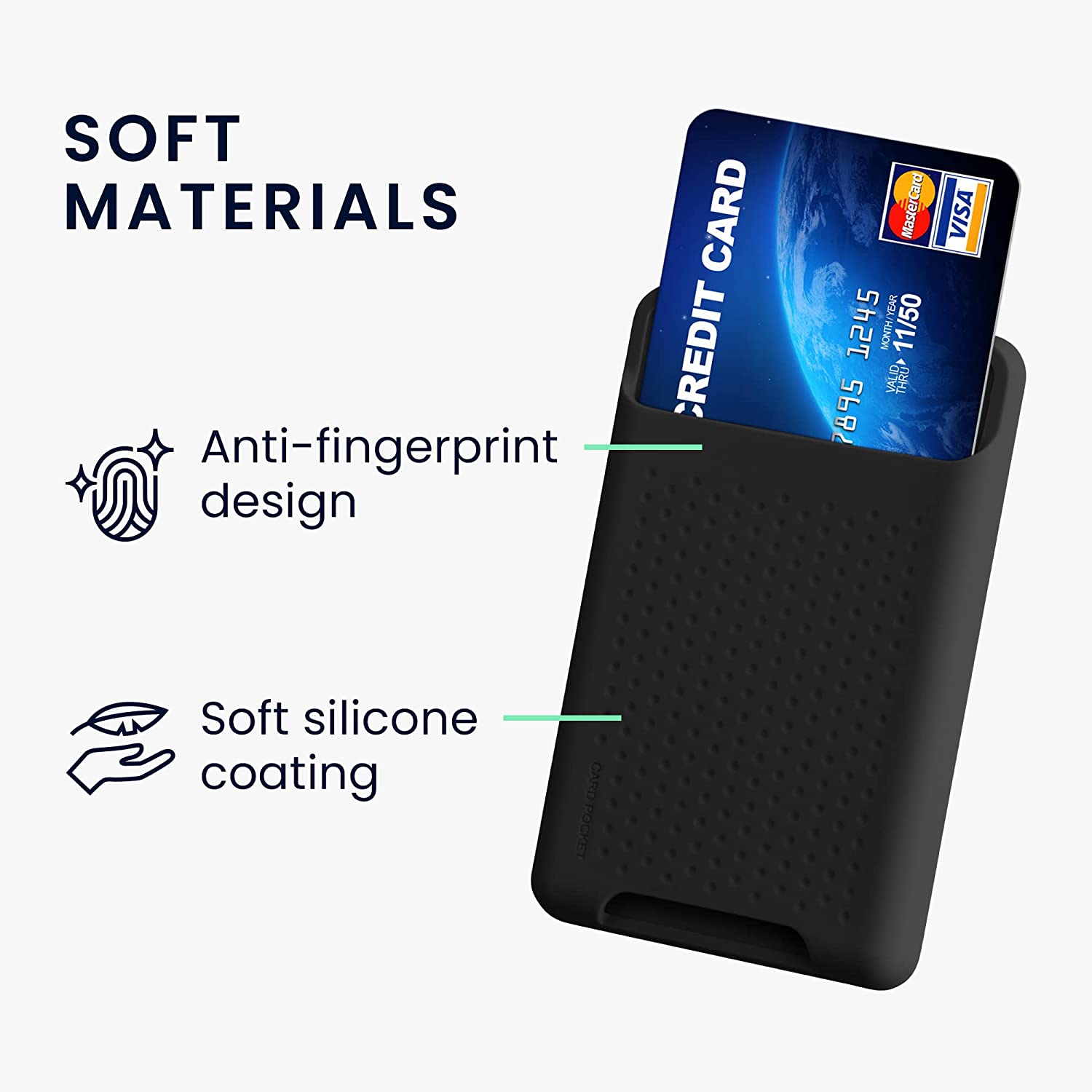 KW iPhone Μαγνητική Θήκη από Σιλικόνη για Πιστωτικές Κάρτες - Black - 58790.01