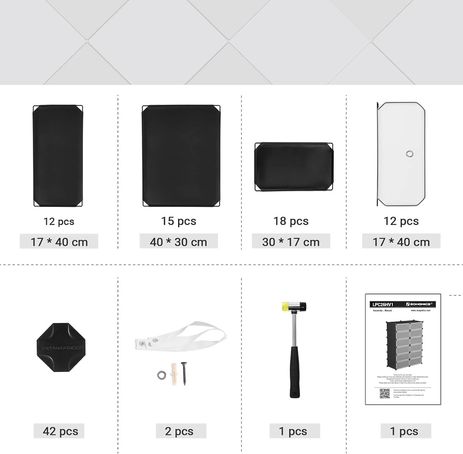 Songmics Πλαστική Παπουτσοθήκη με 12 Ράφια - Black - LPC26HV1