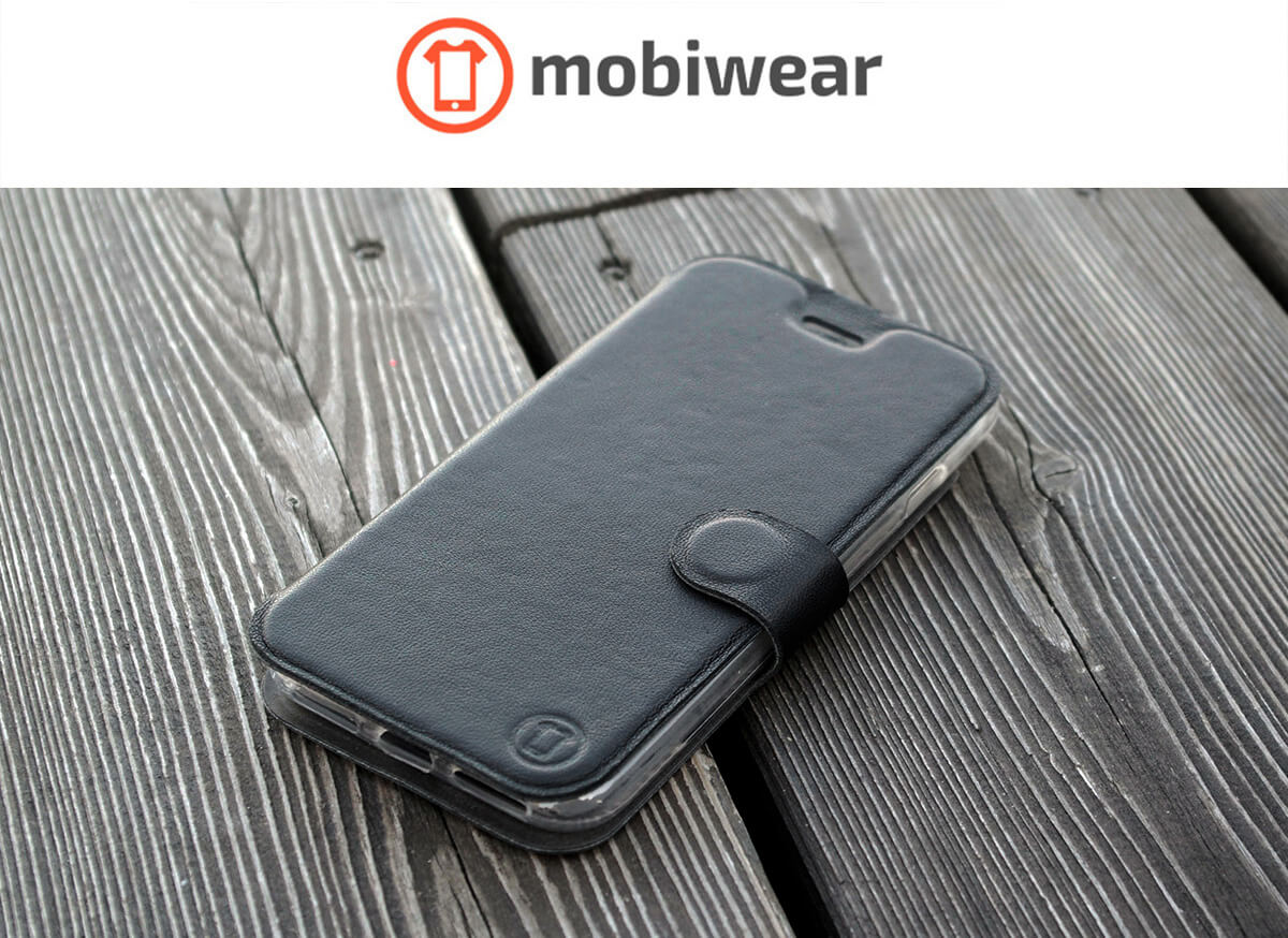 Mobiwear iPhone 12 Pro Θήκη Βιβλίο Slim Flip από Γνήσιο Δέρμα - Μαύρη - L_BLS