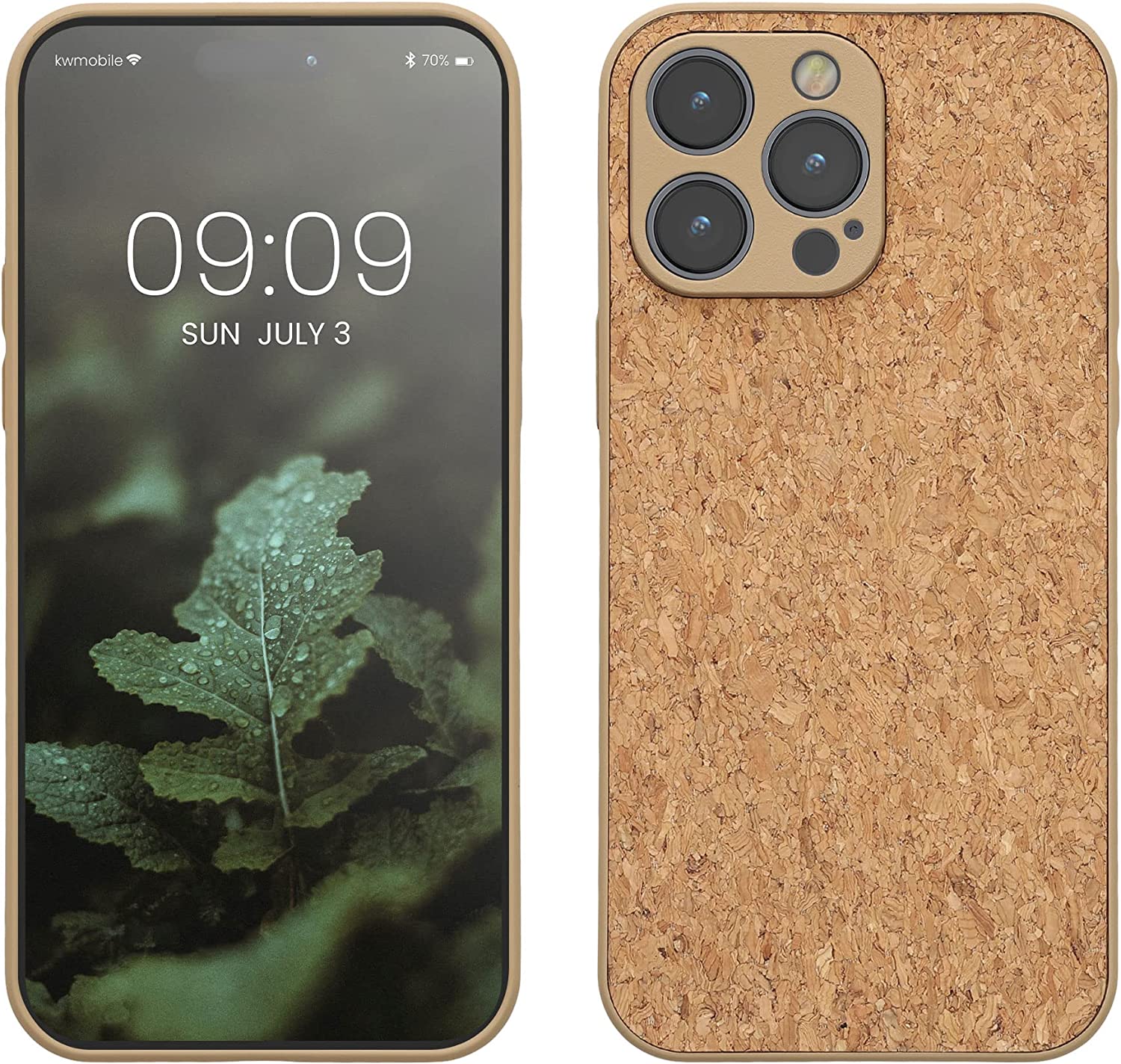 KW iPhone 14 Pro Max Σκληρή Θήκη από Φελλό με Πλαίσιο Σιλικόνης - Light Brown - 60263.24