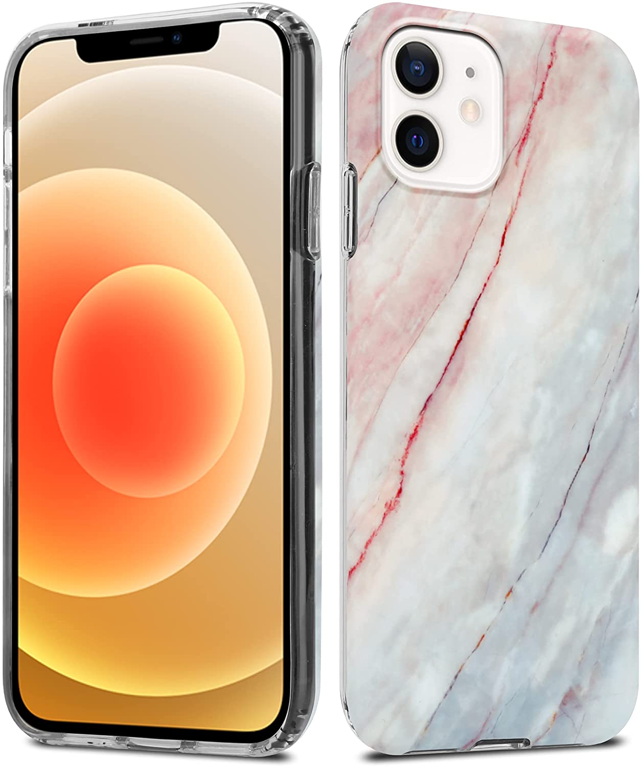 Cadorabo iPhone 12 Pro Max Θήκη Σιλικόνης TPU - Design Marble No.21 Mosaic Pattern - Pink / White / Marble