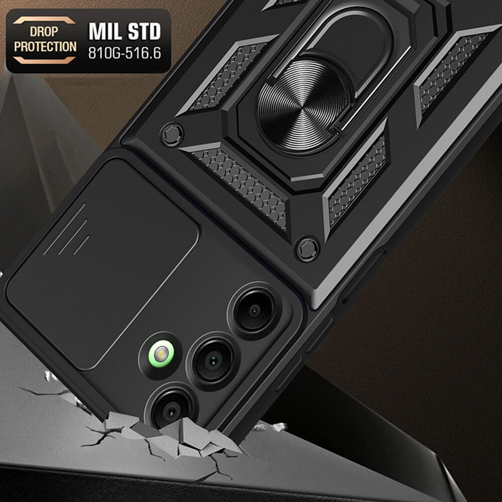 Techsuit Samsung Galaxy A16 4G / A16 5G - CamShield - Σκληρή Θήκη με Προστασία Καμερών και Δαχτυλίδι Συγκράτησης - Black